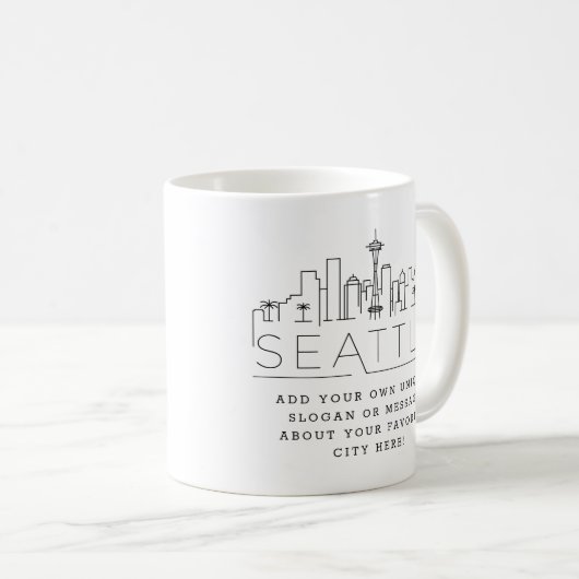 Seattle Stylized Skyline | Aangepaste slogan Koffiemok (Voorkant rechts)