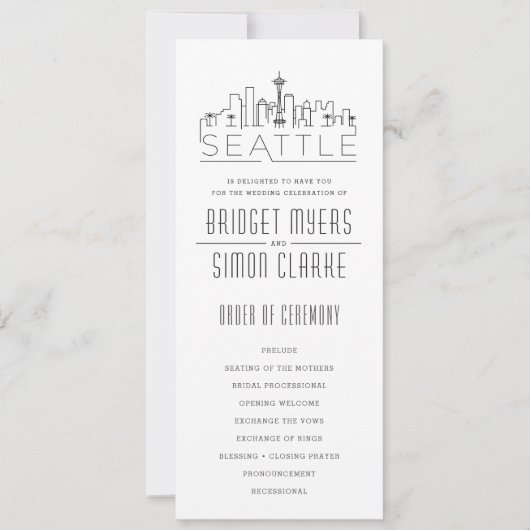 Seattle Stylized Skyline | Weddenschap-programma Kaart (Voorkant)