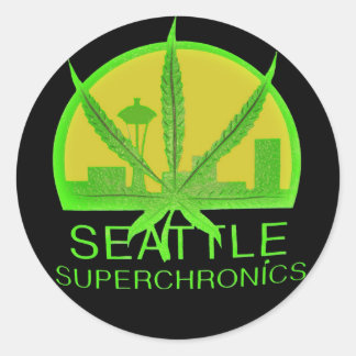 Seattle Superchronics (zwart) Ronde Sticker