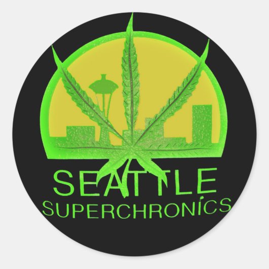 Seattle Superchronics (zwart) Ronde Sticker (Voorkant)