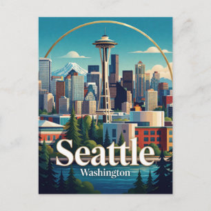 Seattle USA Space Needle Berg Reizen Briefkaart