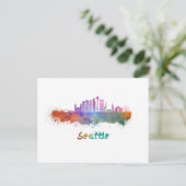 Seattle V2 skyline in waterverf Briefkaart (Staand voorkant)