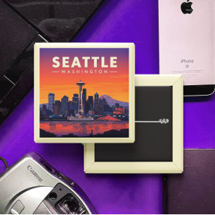  Seattle Vierkante Button 5,1 Cm