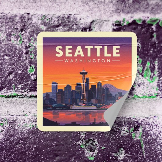Seattle Vierkante Sticker