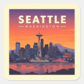 Seattle Vierkante Sticker (Voorkant)