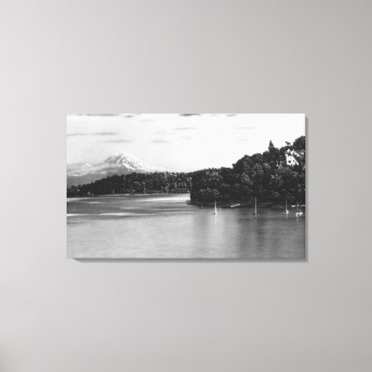 Seattle, WA Lake Washington Uitzicht en Rainier Canvas Afdruk (Voorkant)