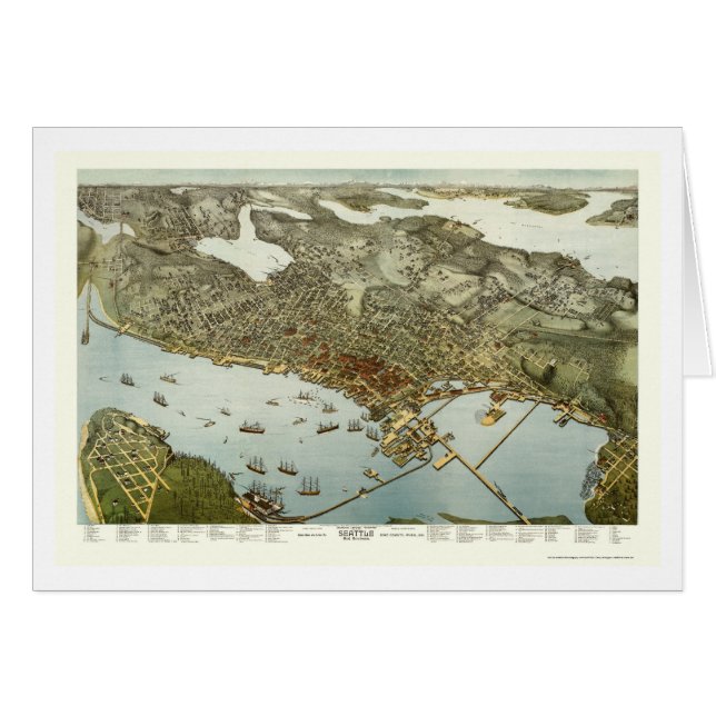 Seattle, WA Panoramic Map - 1891 (Voorkant Horizontaal)