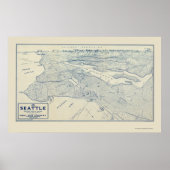 Seattle, WA Panoramic Map - 1925 Poster (Voorkant)