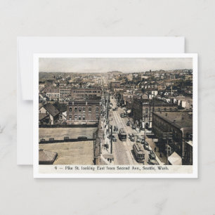 Seattle WA Pike St Gezicht, jaren 1910 Vintage Geï Briefkaart