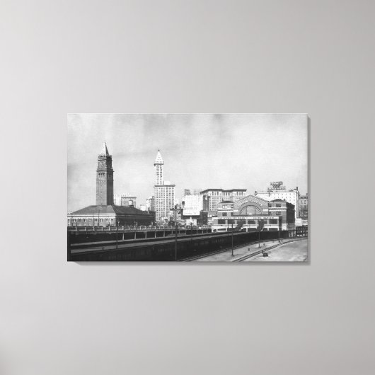 Seattle, WA - Seattle Railway Centre en Smith Canvas Afdruk (Voorkant)