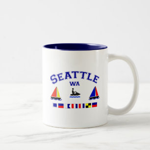 Seattle WA Signal Flags Tweekleurige Koffiemok