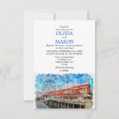 Seattle Wa Skyline Cityscape Wedding Invitation Kaart (Voorkant)