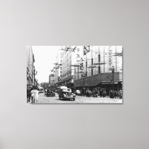 Seattle, WA Street Scene Downtown Foto Canvas Afdruk