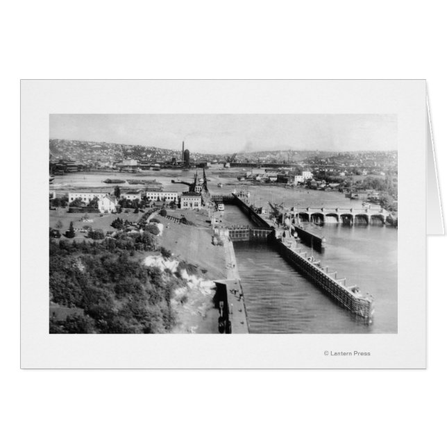 Seattle, WA US Government Locks Ballard Uitzicht (Voorkant Horizontaal)