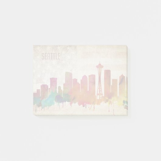 Seattle, WA | Waterverf City Skyline Post-it® Notes (Voorkant)