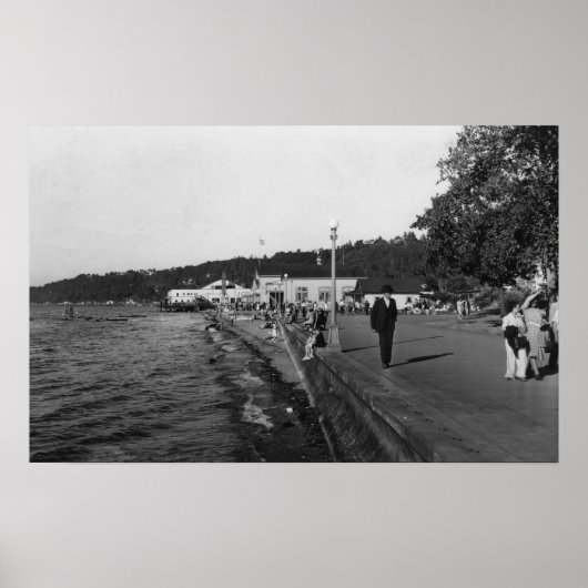 Seattle, WAAlki Beach Waterfront Uitzicht Poster (Voorkant)