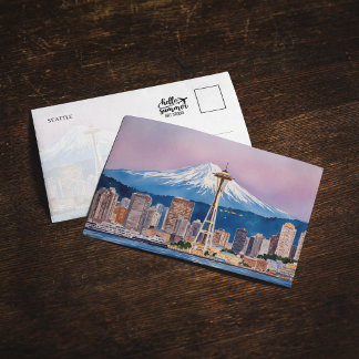 Seattle Washington Aquarel Ansichtkaart Kaart