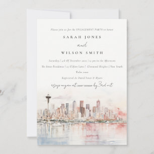 Seattle Washington Aquarel Landschap Verloving Kaart