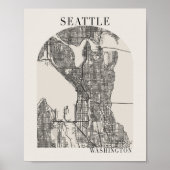 Seattle Washington Boho Arch Beige Street Map Poster (Voorkant)