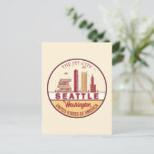Seattle Washington City Skyline Emblem Briefkaart (Staand voorkant)