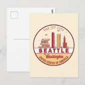 Seattle Washington City Skyline Emblem Briefkaart (Voorkant / Achterkant)