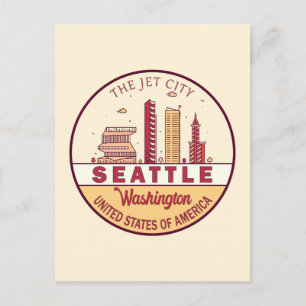 Seattle Washington City Skyline Emblem Briefkaart