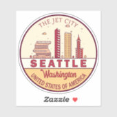 Seattle Washington City Skyline Emblem Sticker (Vel)