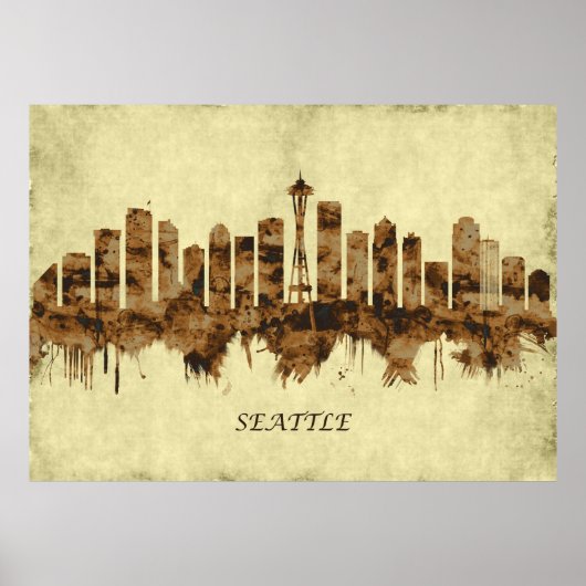 Seattle Washington Cityscape Poster (Voorkant)