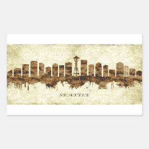 Seattle Washington Cityscape Rechthoekige Sticker