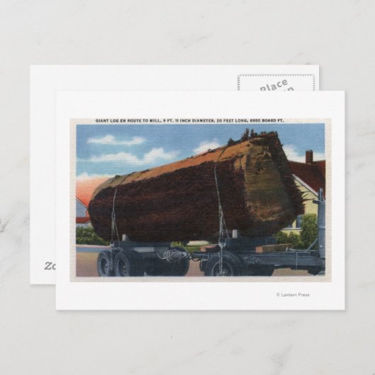 Seattle, Washington Giant Log en route naar Mill Briefkaart (Voorkant / Achterkant)