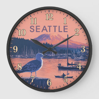 Seattle Washington Harbor Mount Rainier Sunset Grote Klok