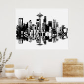 Seattle, Washington in zwart-wit Poster (Keuken)