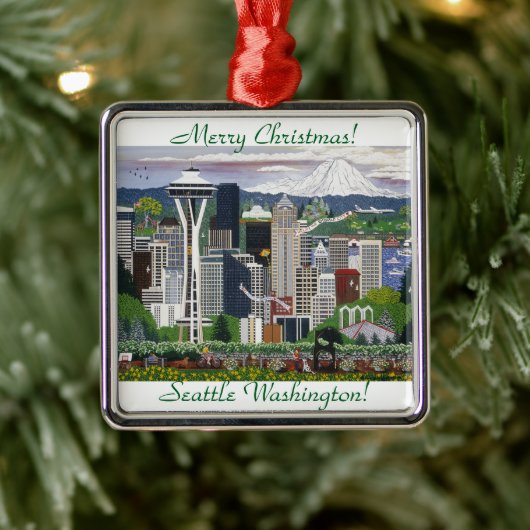 Seattle Washington Metalen Ornament (Boom)