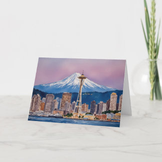 Seattle Washington Mount Rainier Waterverf Kaart