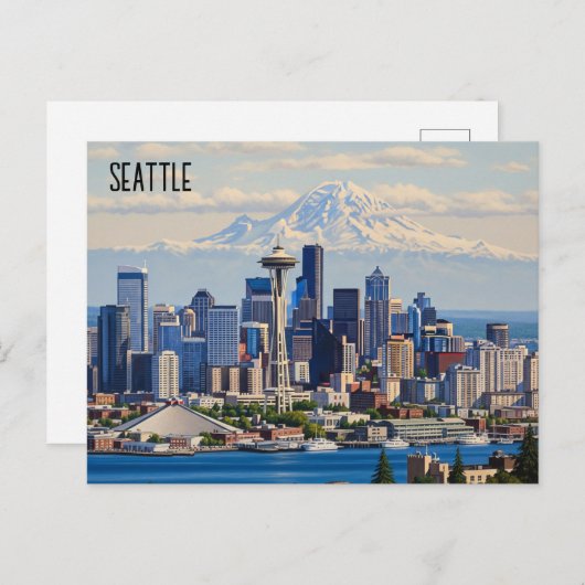Seattle Washington Mt Rainier Briefkaart (Voorkant / Achterkant)