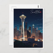 Seattle Washington Night Briefkaart (Voorkant / Achterkant)