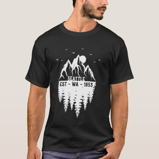 Seattle Washington Opgericht 1853 Bergen Boom T-shirt (Voorkant)
