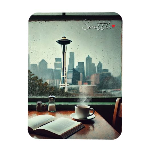 Seattle Washington Rain Love Koffie Magneet (Verticaal)