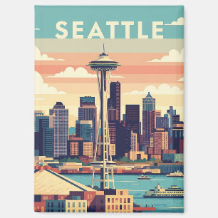 Seattle Washington Retro Magneet