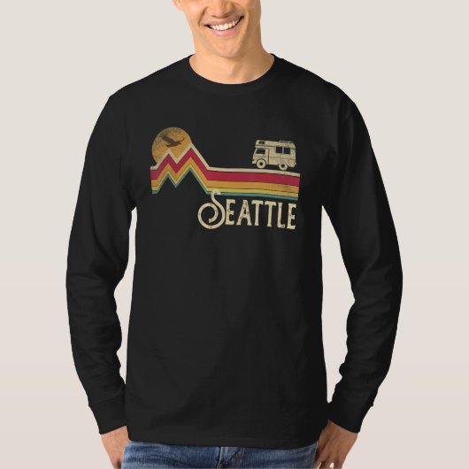 Seattle Washington  Retro Style Mannen Vrouwen T-shirt (Voorkant)