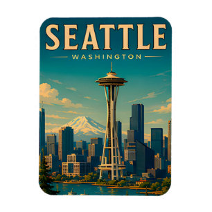 ☕ Seattle Washington Retro Vakantieherinnering Magneet