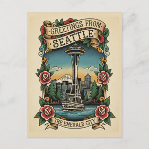 Seattle Washington Retro Vintage Briefkaart