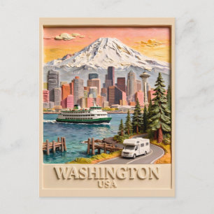 Seattle Washington Roadtrip Getextureerde Stadshem Briefkaart