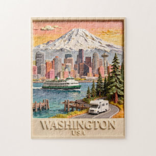 Seattle Washington Roadtrip Getextureerde Stadshem Legpuzzel