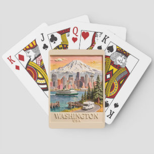 Seattle Washington Roadtrip Getextureerde Stadshem Pokerkaarten