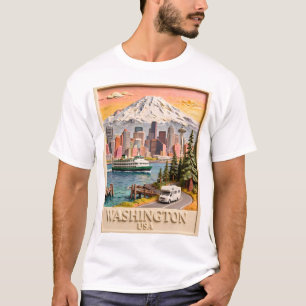 Seattle Washington Roadtrip Getextureerde Stadshem T-shirt