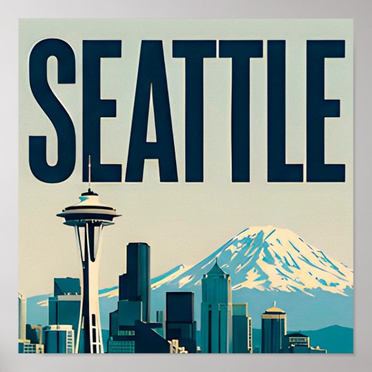 🌲 Seattle Washington Silhouet Poster (Voorkant)