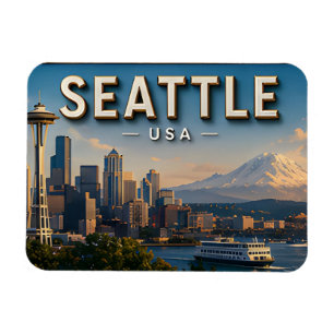 Seattle Washington Silhouette Reis Souvenir Cadeau Magneet