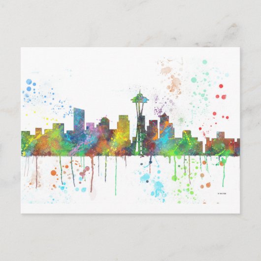 SEATTLE WASHINGTON SKYLINE BRIEFKAART (Voorkant)