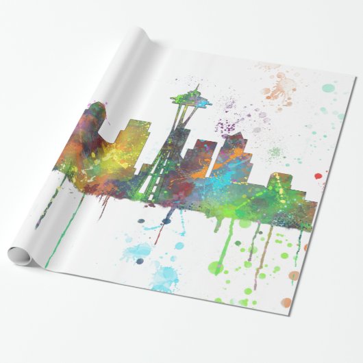 SEATTLE WASHINGTON SKYLINE CADEAUPAPIER (Uitgerold)